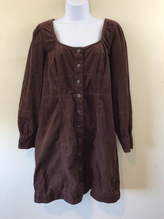 Madewell Dresses & Skirts - 3/$10💕 Madewell Brown Corduroy Long Sleeve Button Down Midi Dress